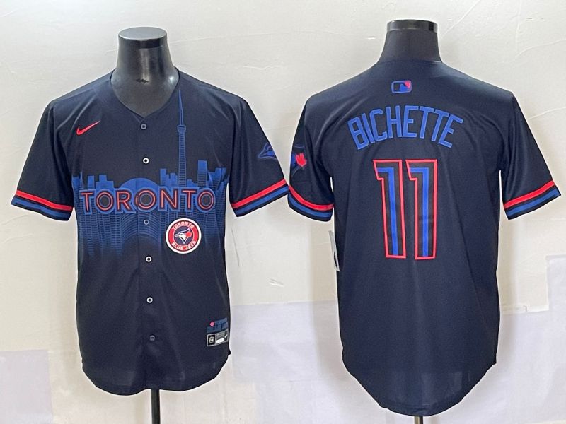 Men 2025 Toronto Blue Jays #11 Bichette Black Joint Name Nike MLB Jersey style 7
